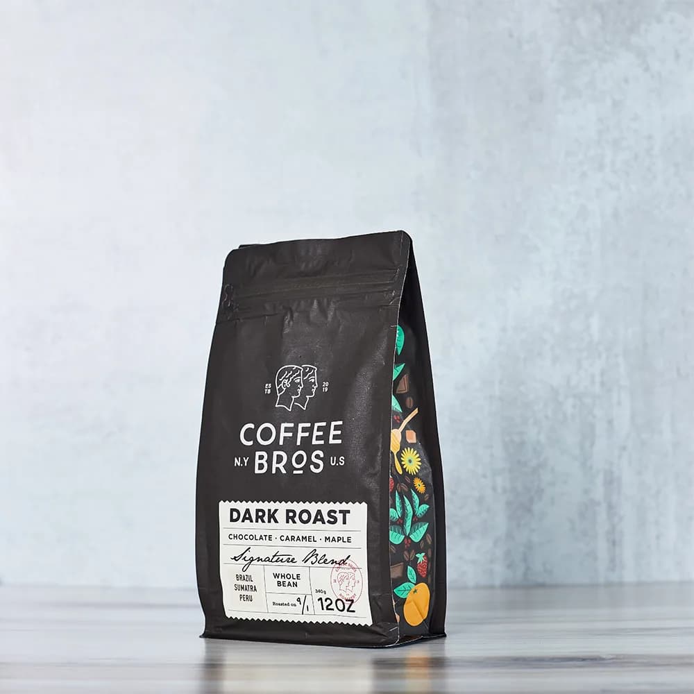 Coffee Bros Dark Roast Signature Blend, 12 oz whole bean coffee bag